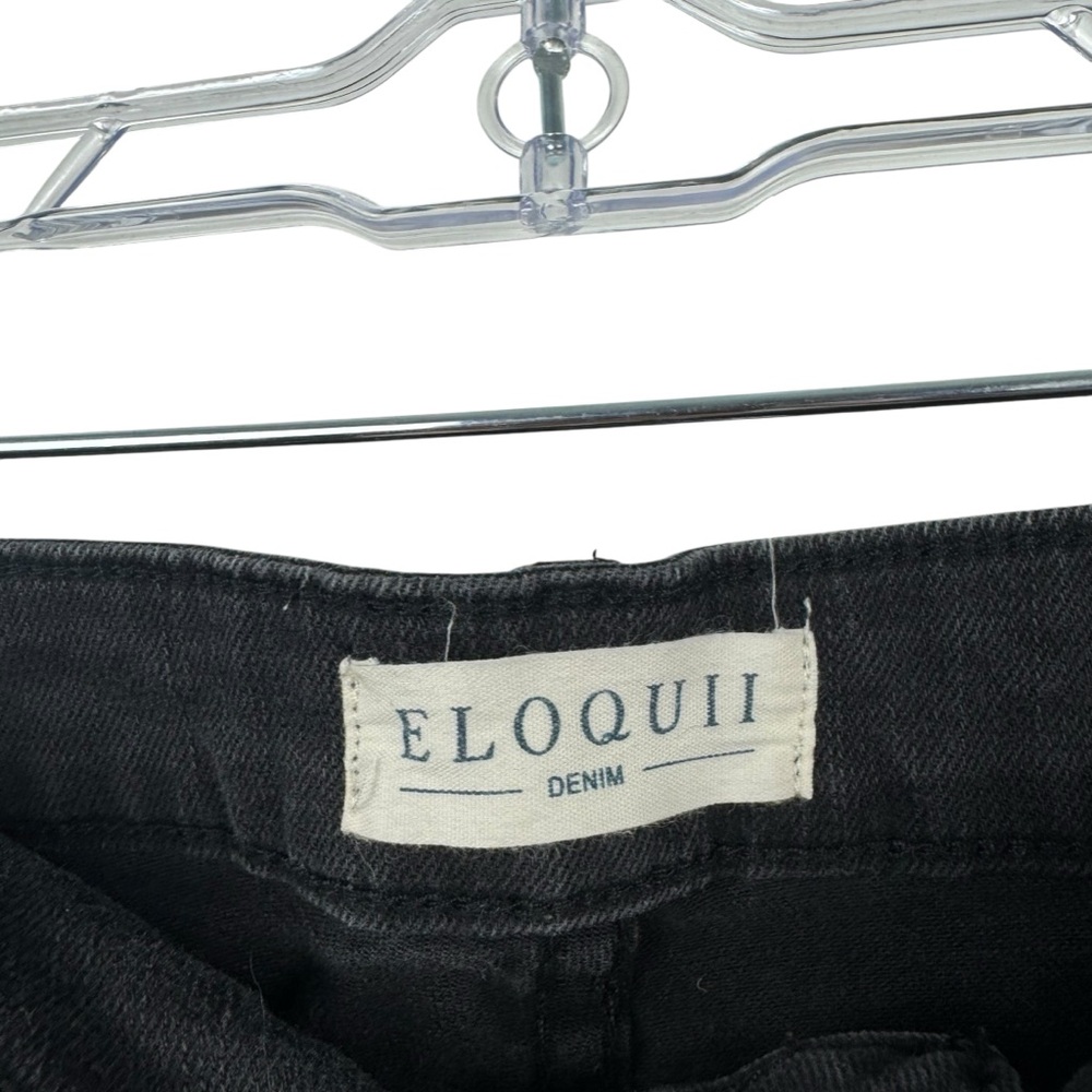 ELOQUII Washed Black Straight Jeans Stretch‎ Distressed Busted Knee Plus Size 24 - Picture 6 of 15